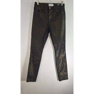 FRAME Denim Le High Skinny Jeans in Metallic Old Gold Women Size 28 Party Casual